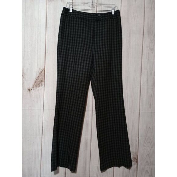 Anne‎ Klein Pants Ladies 6 Black Gray Gingham Wool Blend Light Weight - Picture 1 of 7